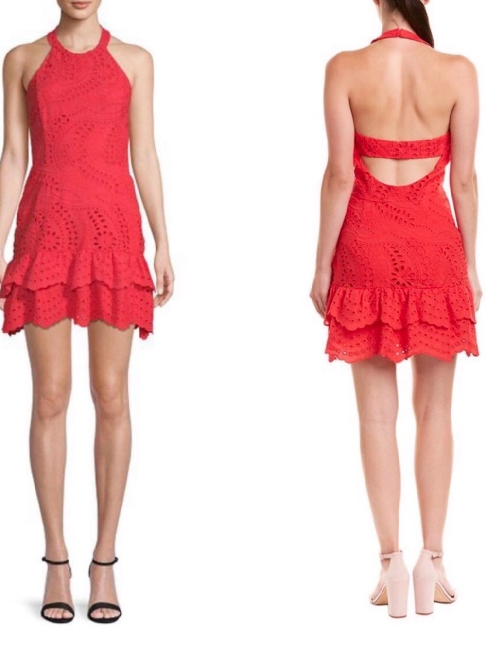 Parker Eyelet Halter Dress Strawberry Red